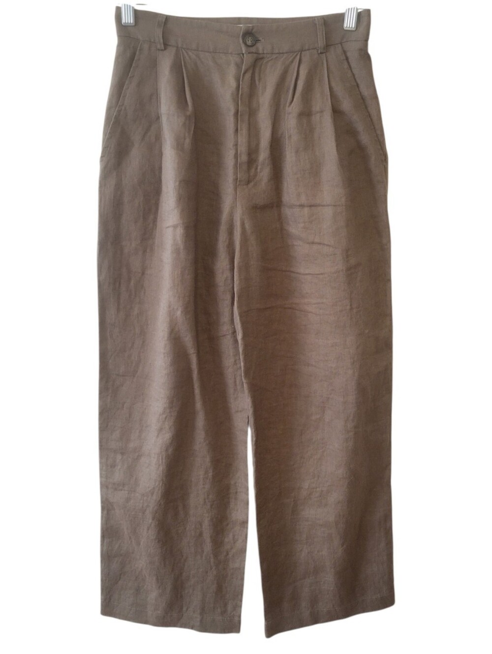 Reformation Brown Linen Wide Leg Pleated Trouser Pants Size 4 Petite
